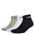 Kit de Meias Sapatilha adidas Logo Linear Ankle com 3 Pares - Adulto CINZA/BRANCO