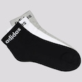 Kit de Meias Sapatilha adidas Logo Linear Ankle Com 3 Pares - Adulto CINZA/BRANCO