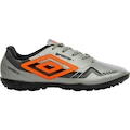 Chuteira Society Umbro Prisma+ - Adulto CINZA/LARANJA