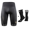 Bermuda de Ciclismo Free Force Performance Gel - Masculina + Par de Meia PRETO