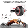 Kit de Treio Gold Sports Com Roda Abdominal Larga Strong Ii + Tapete de Apoio + Mesh Bag VERMELHO