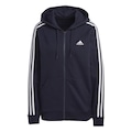 Jaqueta de Moletom com Capuz adidas Regular Essentials 3-Stripes - Feminino AZUL ESC/BRANCO