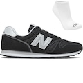 Tênis New Balance 373V2 + Par de Meia - Masculino PRETO/CINZA
