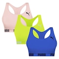 Kit Top Puma Nadador Sem Costura - Feminino - 3 Unidades AZUL/VERDE