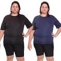 Kit de Camisas Térmica Dellas Fit Dry Fit Plus Size com Proteção Solar Uv - 2 Unidades - Feminina AZUL/PRETO