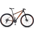 Bicicleta KRW R1 Alumínio - Aro 29 - Freio a Disco Mecânico - Câmbio Sunrun Yamada - 24 Velocidades - Unissex PRETO/LARANJA