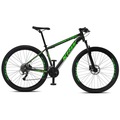 Bicicleta Aro 29 KRW R4 Alumínio - Freio a Disco Hidráulico e Trava - Câmbio Sunrun - 27 Velocidades - Unissex PRETO/VERDE