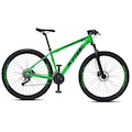 Bicicleta Aro 29 KRW S36 Alumínio - Freio Hidráulico - Câmbio Shimano - 24 Velocidades - Unissex VERDE/PRETO