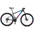 Bicicleta Aro 29 KRW S36 Alumínio - Freio Hidráulico - Câmbio Shimano - 24 Velocidades - Unissex PRETO/ROSA