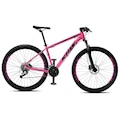 Bicicleta Aro 29 KRW S36 Alumínio - Freio Hidráulico - Câmbio Shimano - 24 Velocidades - Unissex ROSA/PRETO