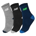 Kit Meias New Balance Lifestyle Kids com 3 Pares - 33 a 36 - Infantil NAO SE APLICA