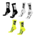 Kit Meias Cano Médio HUPI Corrida Run - 3 Pares - Unissex PRETO/AMARELO