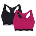 Kit Top Fitness Puma Nadador com Bojo - Feminino - 2 unidades ROSA ESC/PRETO
