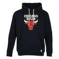 Blusão de Moletom com Capuz NBA Canguru Chicago Bulls Feltro Logo - Masculino PRETO