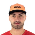 BONÉ ABA CURVA HUPI TRUCKER - SNAPBACK - ADULTO PRETO/LARANJA