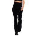 Calça Flare Veludo Molhado Pantalona Cintura Alta Mvb Modas - Feminina PRETO