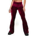 Calça Flare Veludo Molhado Pantalona Cintura Alta Mvb Modas - Feminina VINHO