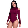 Body Fitness Mvb Modas Manga Longa Gola Alta Ombro - Feminino VINHO