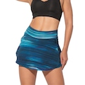 Short Saia Tapa Bumbum MVB Modas Estampado - Feminino AZUL/BRANCO