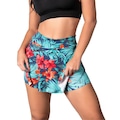 Short Saia Tapa Bumbum MVB Modas Estampado - Feminino AZUL/VERDE