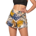 Short Saia Tapa Bumbum MVB Modas Estampado - Feminino AMARELO/BRANCO