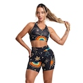 Shorts MVB Modas Cintura Alta Curto - Feminino AMARELO/PRETO