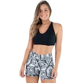 Shorts MVB Modas Cintura Alta Curto - Feminino BRANCO/PRETO