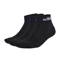 Meia Cano Baixo adidas Linear Ankle Cushioned - 3 Pares - Unissex PRETO