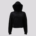 Blusa Cropped de Moletom com Capuz Fila Woof - Feminino PRETO