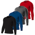 Kit Camisetas Manga Longa Performance Moda Térmica UV Proteção Solar 50+ - Masculina - 4 Unidades PRETO