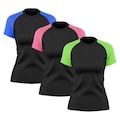 Camiseta Whats Wear Raglan com Proteção Solar UV - 3 unidades - Feminina VERDE/AZUL
