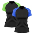 Camiseta Whats Wear Raglan com Proteção Solar UV - 2 unidades - Feminina AZUL/VERDE