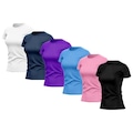 Kit de Camisas Térmica Adriben Dry Fit com Proteção Solar Uv - 6 Unidades - Feminina PRETO/ROSA