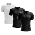 Kit de Camisas Térmica Adriben Dry Fit com Proteção Solar - 3 Unidades - Masculina PRETO/BRANCO