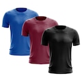 Kit de Camisas Térmica Adriben Dry Fit com Proteção Solar - 3 Unidades - Masculina VINHO/PRETO