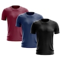 Kit de Camisas Térmica Adriben Dry Fit com Proteção Solar - 3 Unidades - Masculina VINHO/AZUL