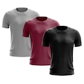 Kit de Camisas Térmica Adriben Dry Fit com Proteção Solar - 3 Unidades - Masculina CINZA/VINHO