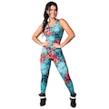 Macacão Fitness MVB Modas Longo Suplex - Feminino AZUL/VERDE