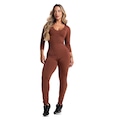 Macacão Fitness MVB Modas Longo 3/4 Costa Fechada Fitness Suplex - Feminino MARROM