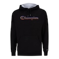 Blusão de Moletom com Capuz Champion Canguru Aberration Script - Masculino PRETO
