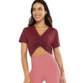 Blusa Cropped Alto Giro Porus - Feminina VINHO