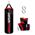Kit Stylo Sport: Saco de Pancada 90 cm Profissional + Luva Bate Saco Infantil PRETO