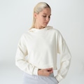 Blusão Cropped Feminina Fila com Capuz Woof OFF WHITE