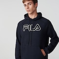Blusão de Moletom Masculino Fila com Capuz Letter Outline PRETO