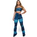 Conjunto Mvb Modas Calça Flare e Top Tomara Que Caia Estampado - Feminino AZUL/BRANCO