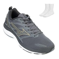 TÊNIS MIZUNO SPACE 3 - MASCULINO + 1 PAR DE MEIAS CINZA/OURO