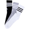 Kit de Meia Cano Alto Adidas 3 Listras Adulto CINZA/PRETO