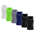 Kit Camisetas Regata Dellas Fit Lisa Básica Dry - Masculina - 6 Unidades PRETO/BRANCO