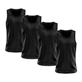 Kit Camisetas Regata Dellas Fit Lisa Básica Dry - Masculina - 4 Unidades PRETO