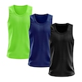 Kit Camisetas Regata Dellas Fit Lisa Básica Dry - Masculina - 3 Unidades VERDE/AZUL